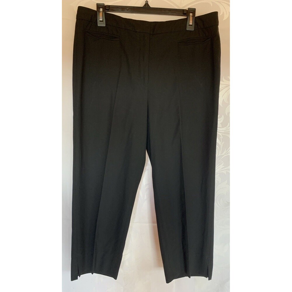 Talbots Pants Sz 14 Viscose Cropped Trouser Black Capsule Wardrobe Office EUC